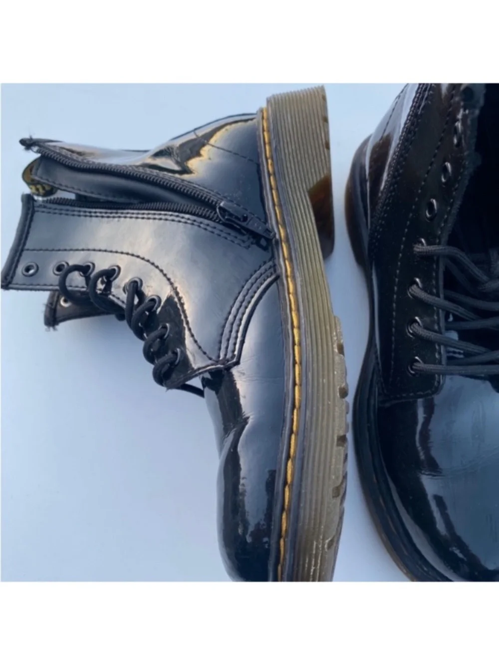 Dr. Martens Black Patent Lace-Up Ankle Boots big girls 5
